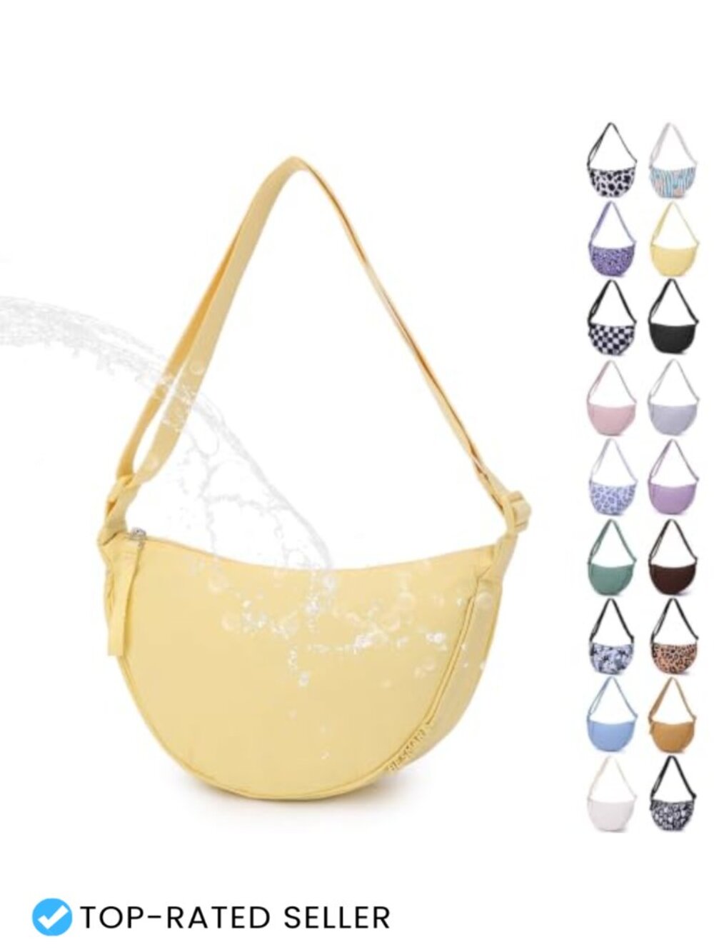 Waterproof Nylon Crescent Crossbody Bag Lightweight Travel Sling Purse
